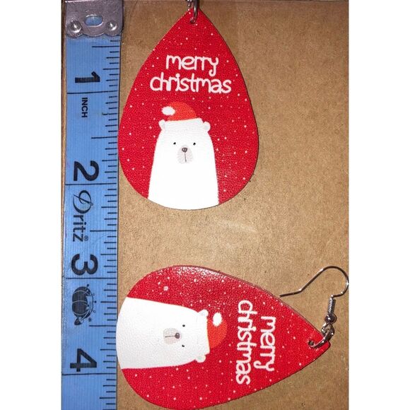 ☀️3/$12☀️ Merry Christmas Polar Bear Earrings - Picture 2 of 4